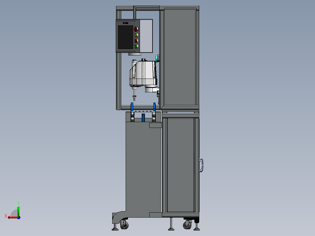 四轴机器人自动贴标机 3D模型（SolidWorks设计，提供x_t文件）后视图