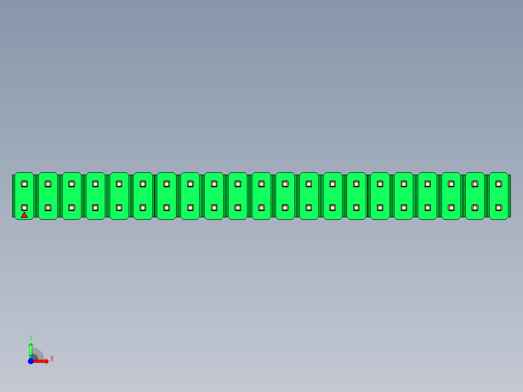 彩色公头100mil（2.54mm）系列-DS1021_green_2x21p_100mil_Type43_rev1.0前视图