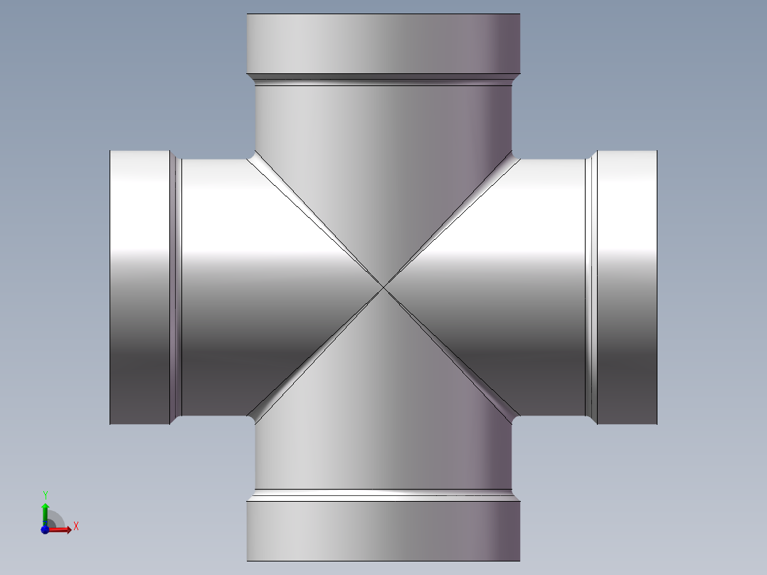 四通-等径内丝 DN20前视图