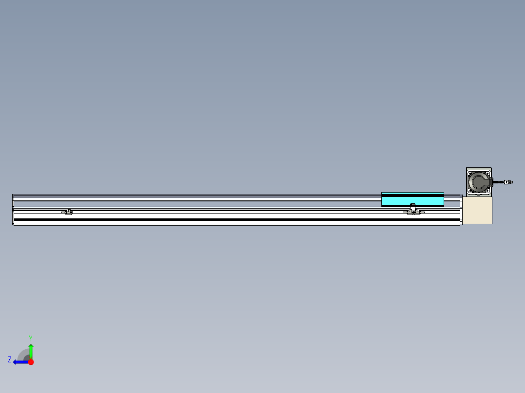 同步带滑台-半封闭B22H-L100-C-S1250-LU-P75-D3-N5右视图