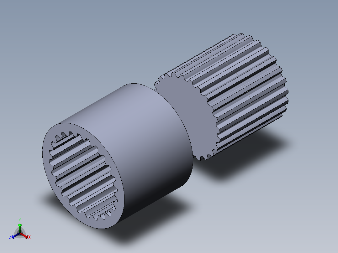 轴和轮毂DIN5480 W50 x 2 x 24 x H8正等轴测图