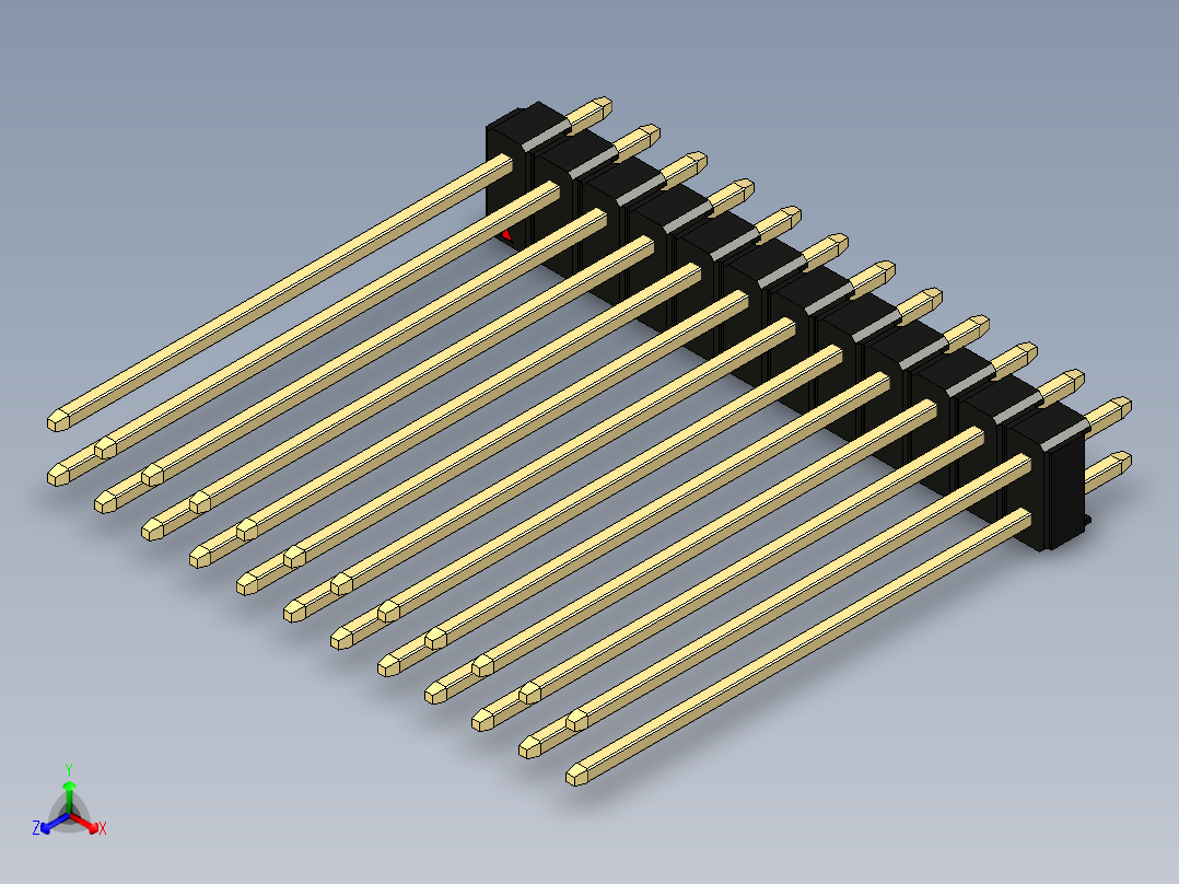 彩色公头100mil（2.54mm）系列-DS1021_black_2x12p_100mil_Type43_rev1.0正等轴测图