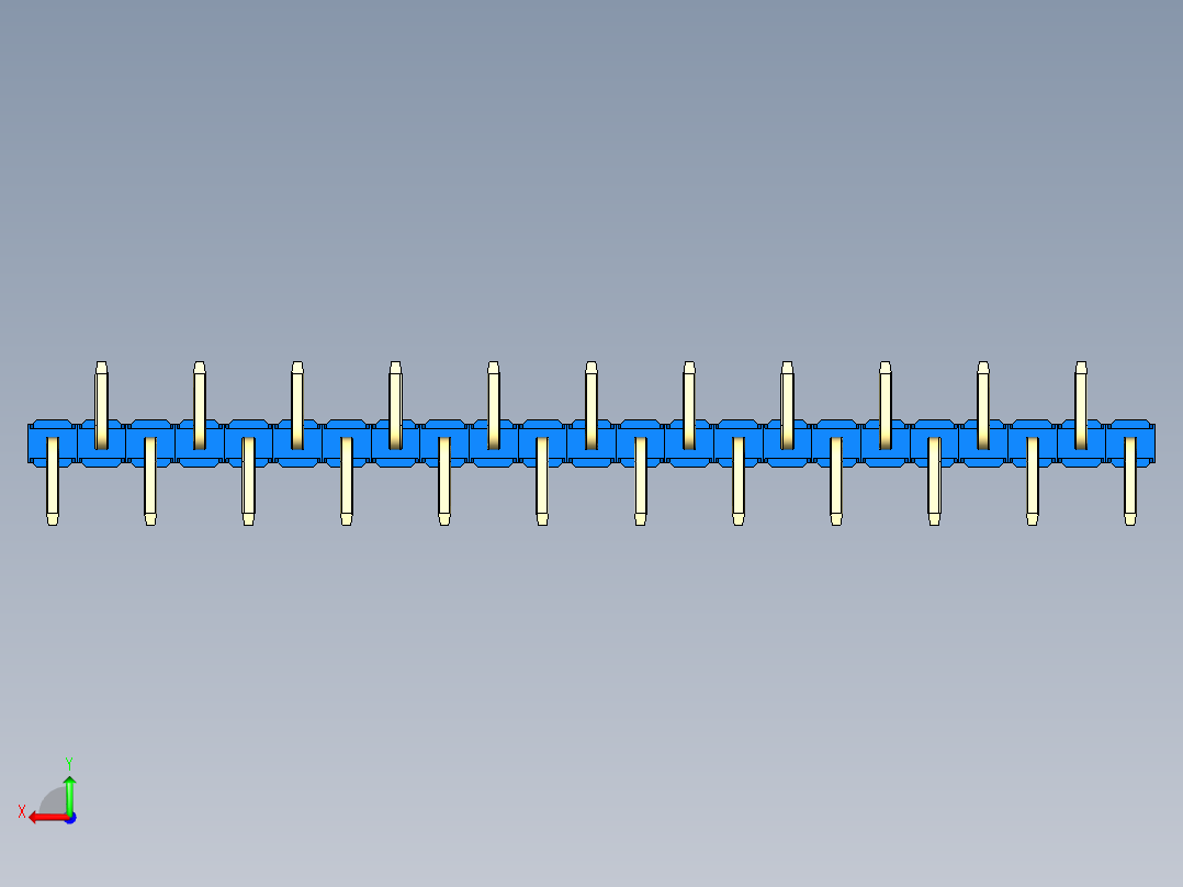 彩色公排针 100mil 2.54mm 系列-DS1022_blue_23p_100mil_Type_SMT_R2_rev1.0后视图