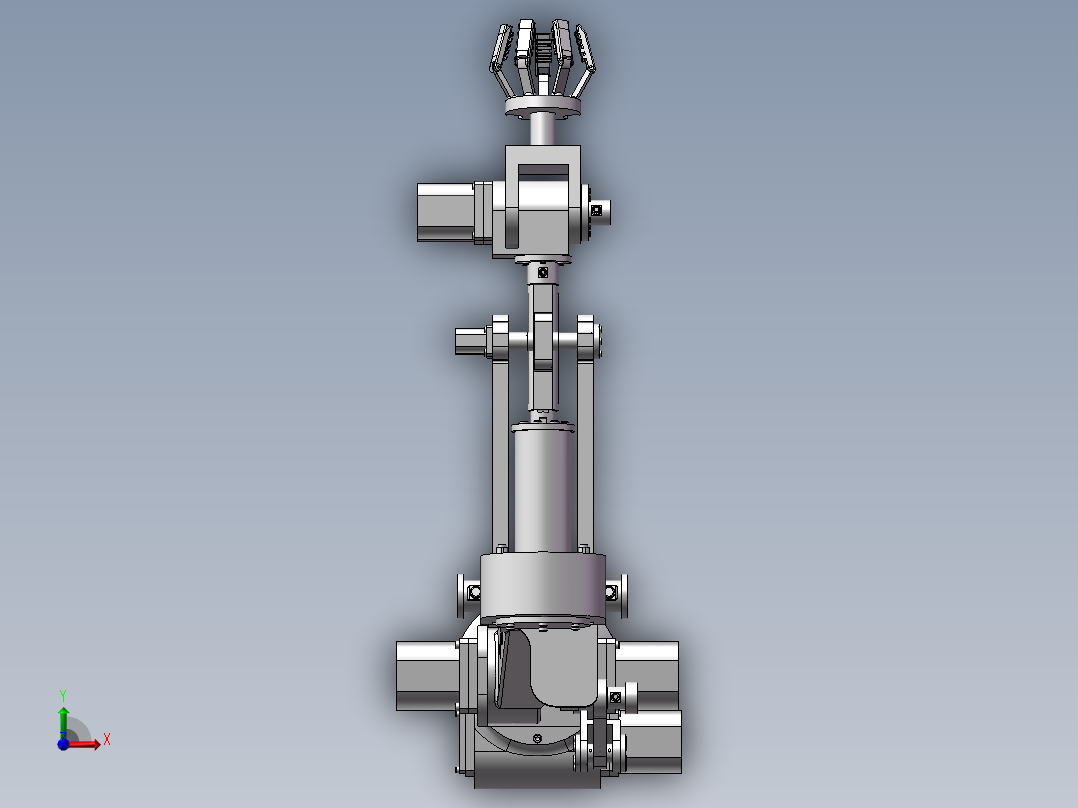 四爪水果采摘机sw三维+CAD前视图
