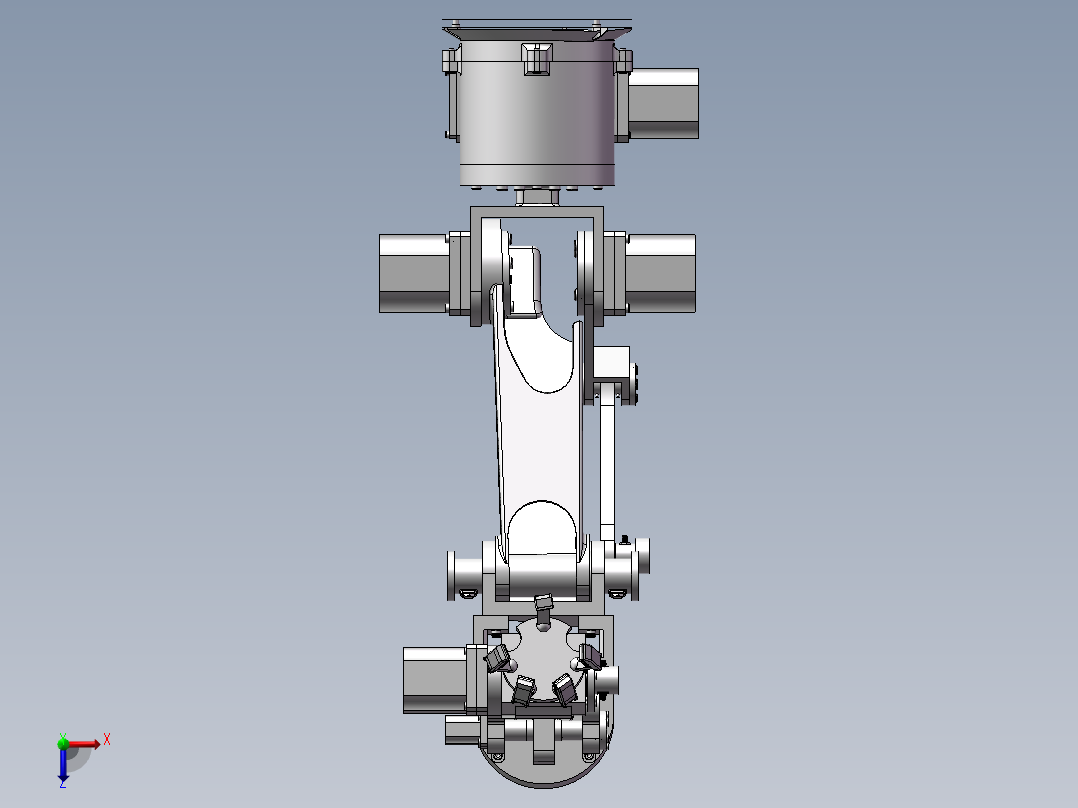 四爪水果采摘机sw三维+CAD俯视图