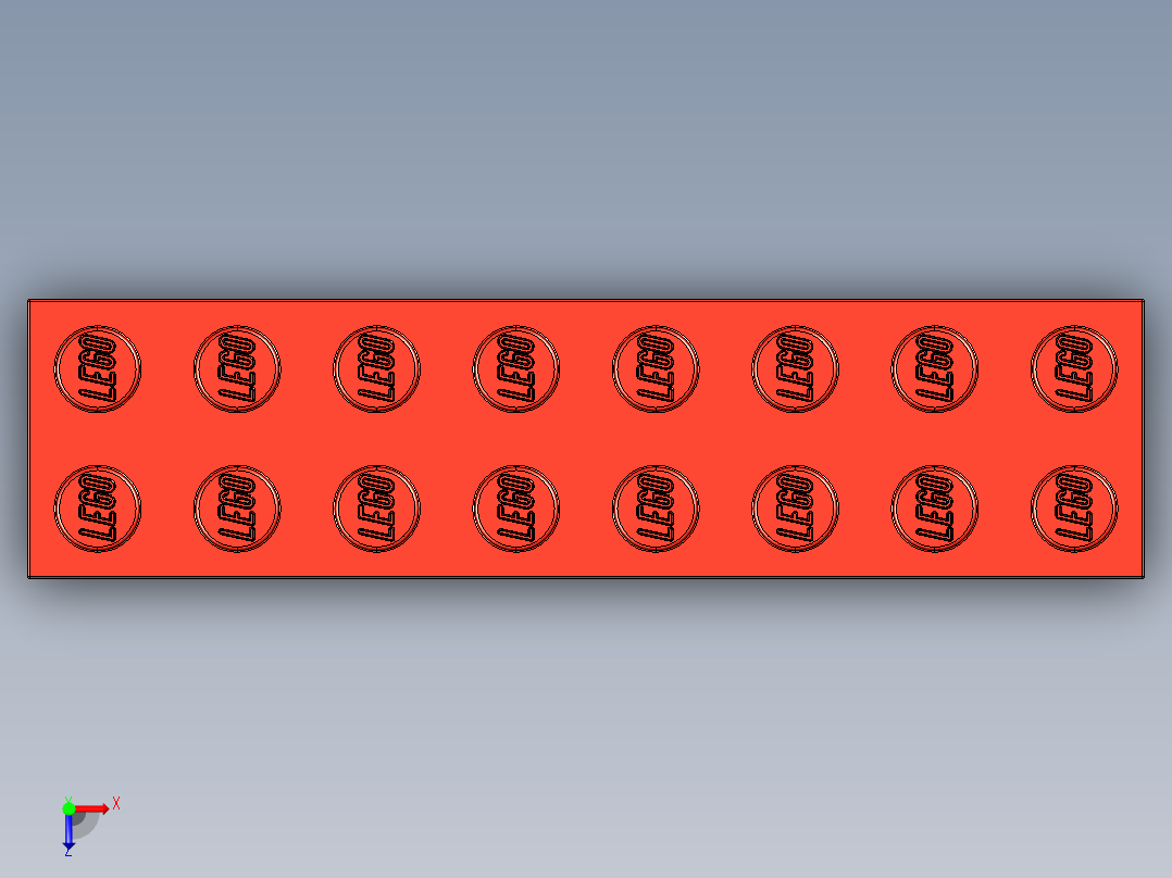 乐高套装 4421基本积木-300721 Bright Red Brick 2 x 8.STEP俯视图