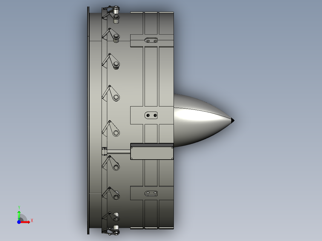 喷气发动机的可变入口导叶 - VIGV---模型格式为 igs前视图