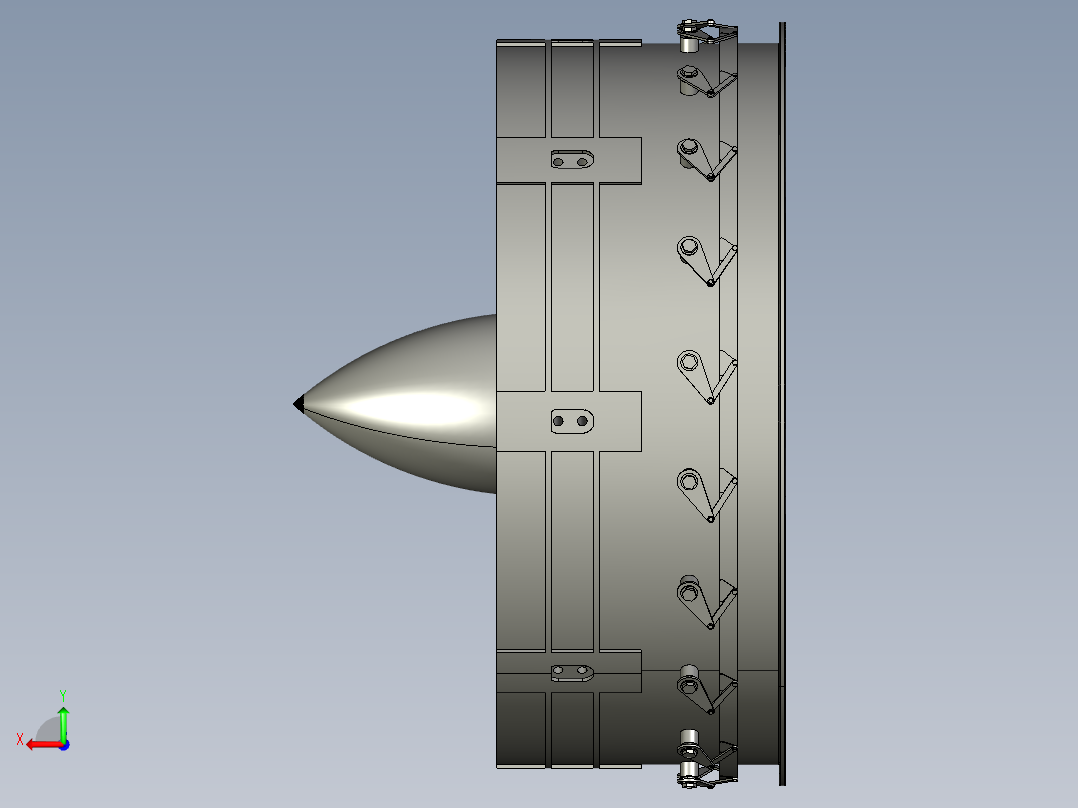 喷气发动机的可变入口导叶 - VIGV---模型格式为 igs后视图