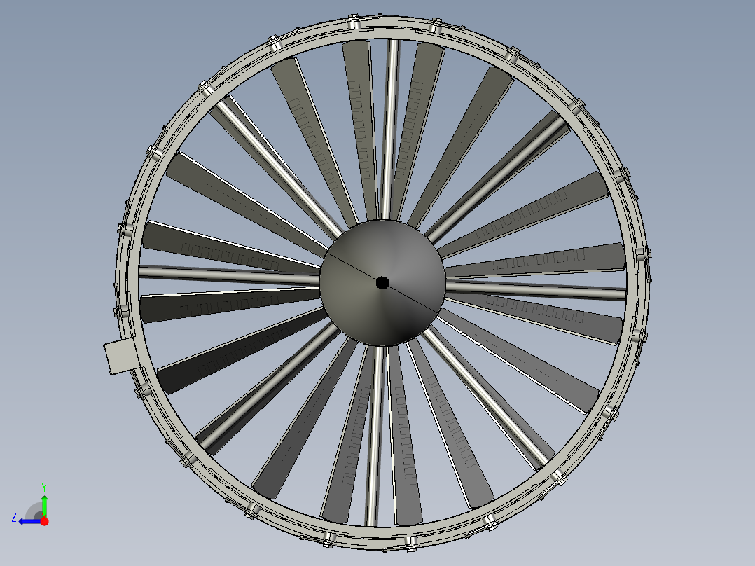 喷气发动机的可变入口导叶 - VIGV---模型格式为 igs右视图