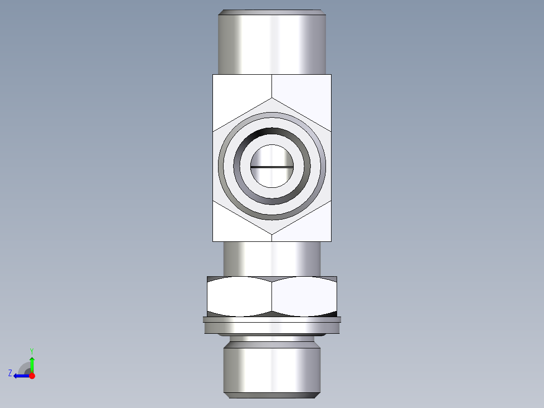 卡套式工业通用硬管接头EO_Adjustable_locknut_run_tee_LEE12SMOMDCF右视图