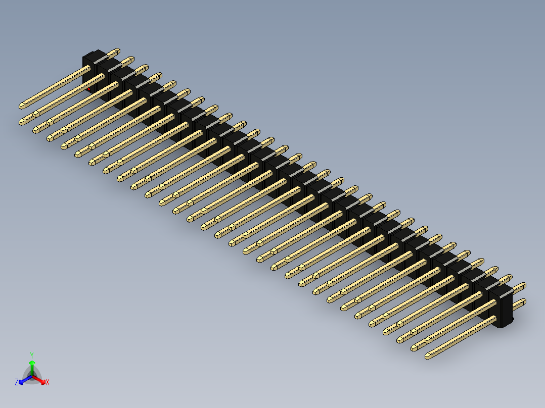 彩色公头100mil（2.54mm）系列-DS1021_black_2x30p_100mil_Type5_rev1.0正等轴测图