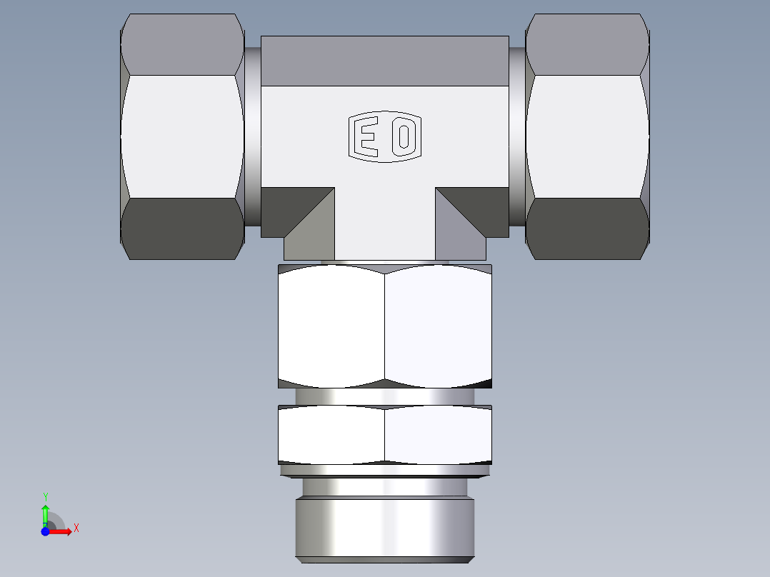卡套式工业通用硬管接头EO_Assembled_adjustable_standpipe_branch_tee_EVT30SM71前视图