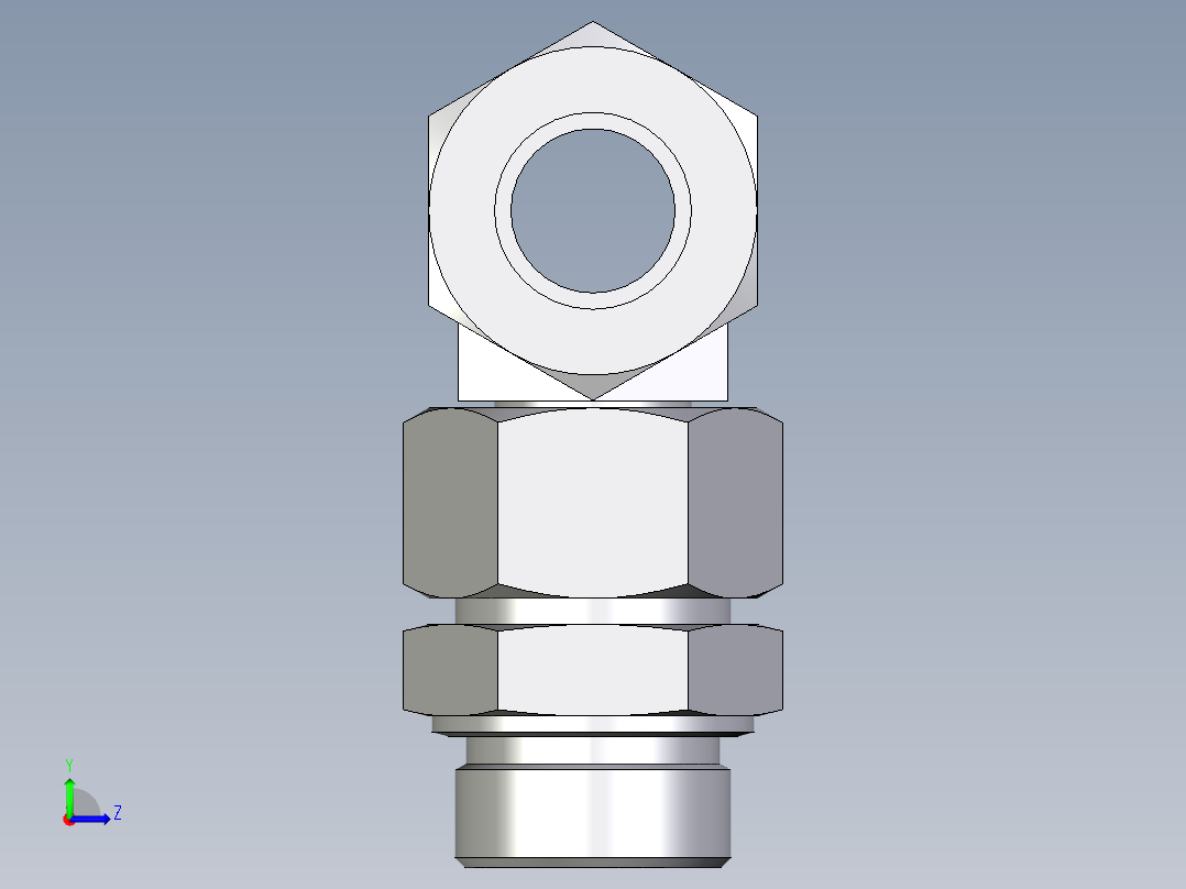 卡套式工业通用硬管接头EO_Assembled_adjustable_standpipe_branch_tee_EVT30SM71左视图