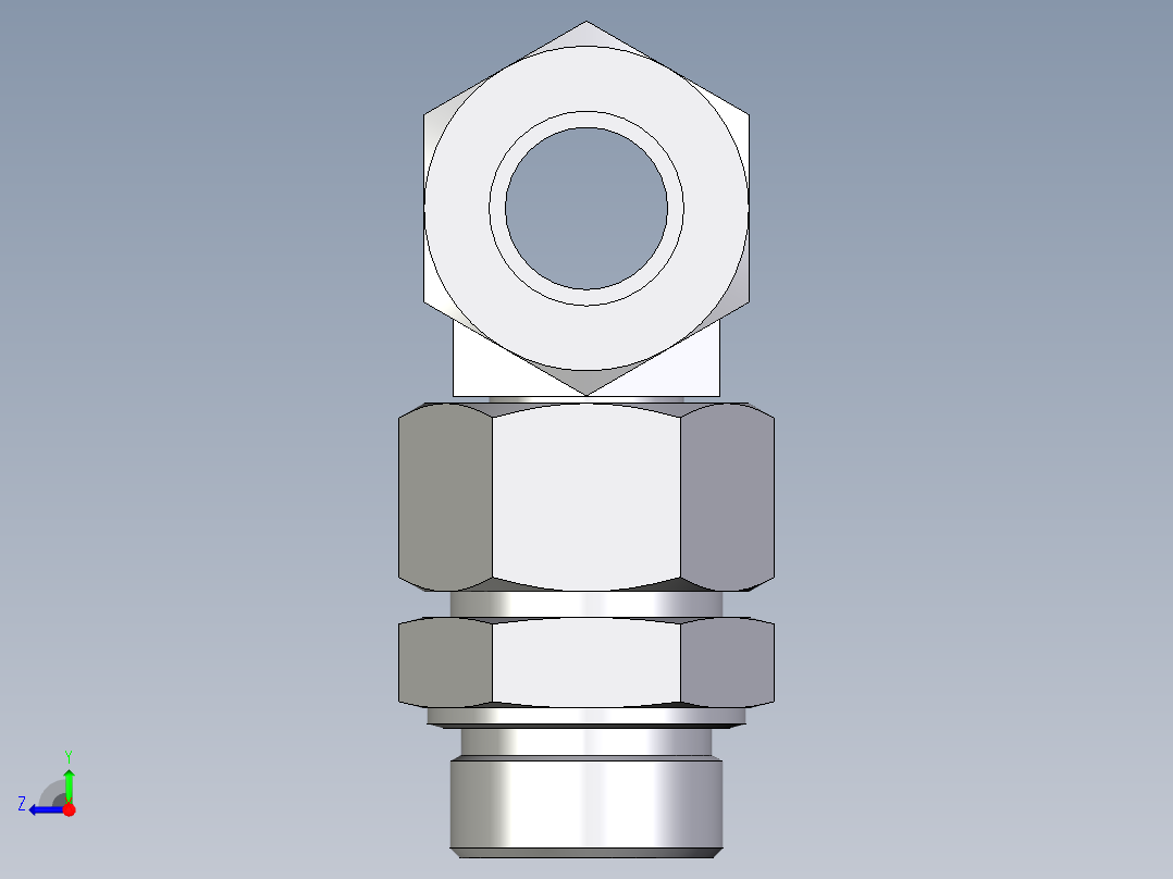 卡套式工业通用硬管接头EO_Assembled_adjustable_standpipe_branch_tee_EVT30SM71右视图