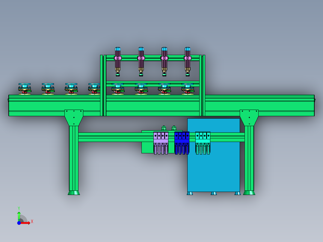 阀体夹持定位输送线前视图