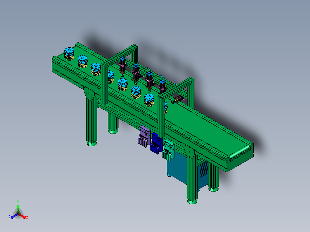 阀体夹持定位输送线正等轴测图