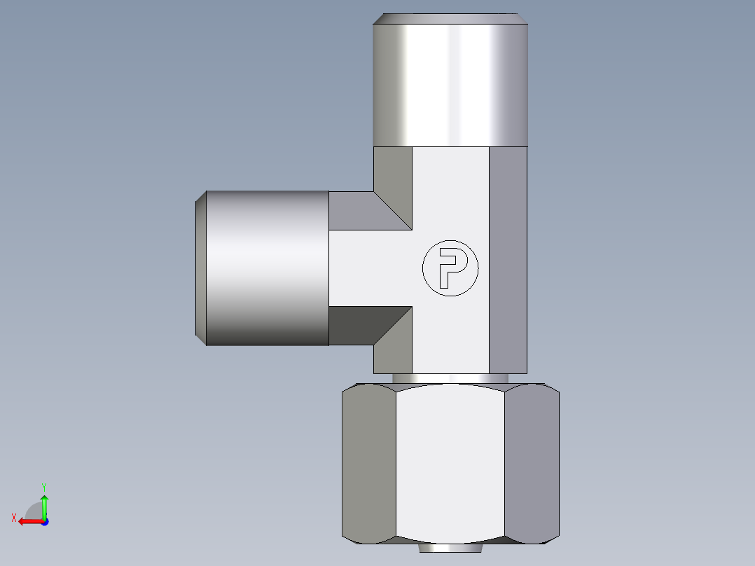 卡套式工业通用硬管接头EO_Swivel_nut_run_tee_EL06SOMD71后视图