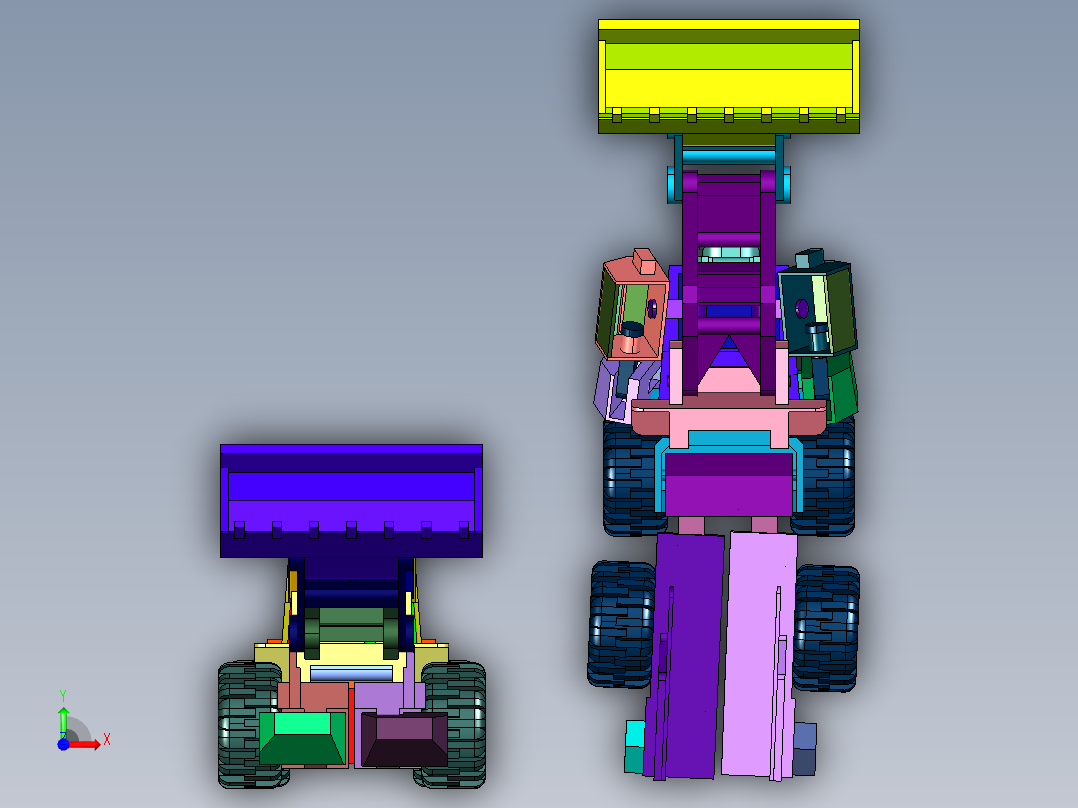 金刚工程车挖掘机机器人前视图