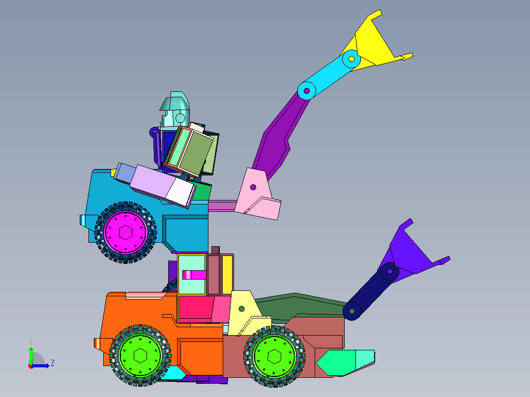 金刚工程车挖掘机机器人左视图