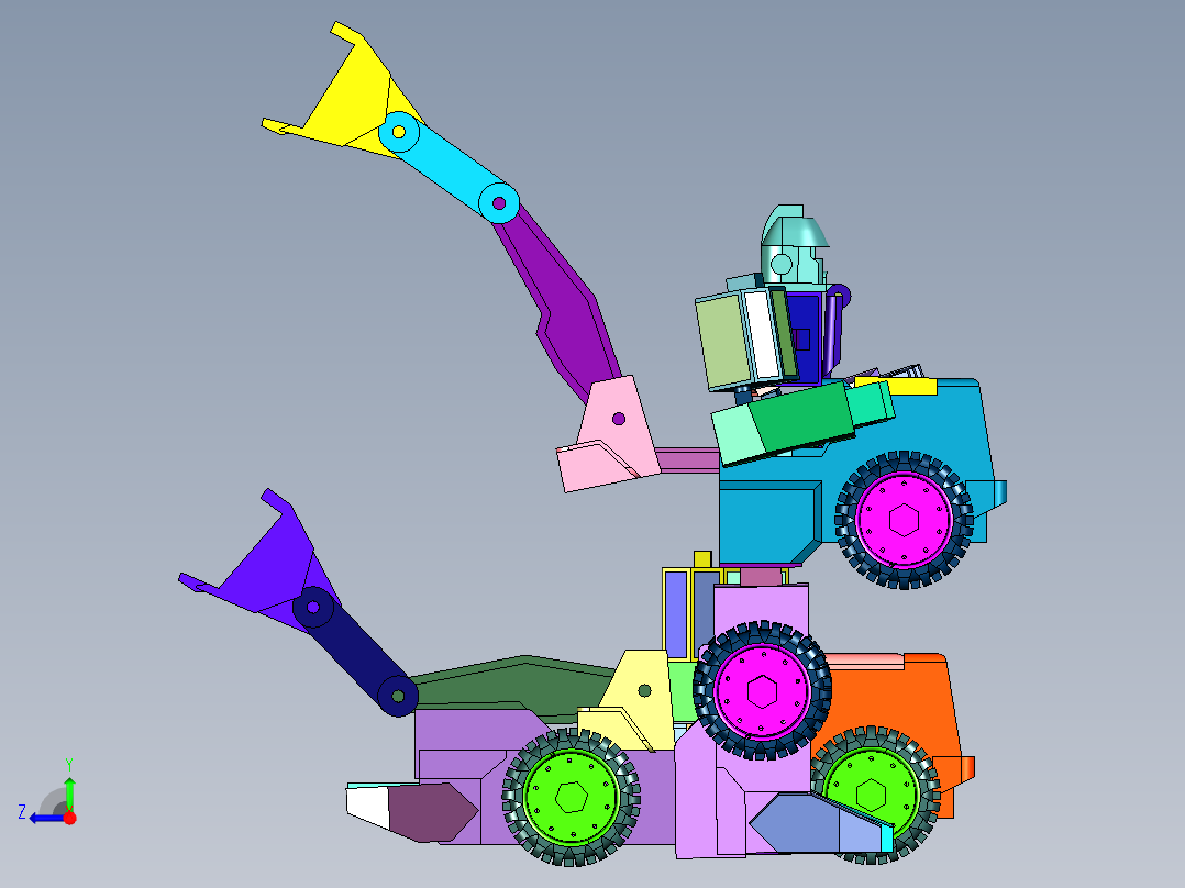 金刚工程车挖掘机机器人右视图