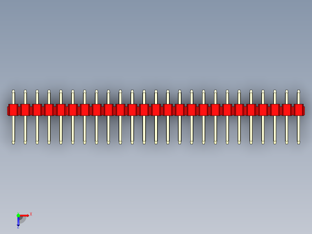 彩色公头100mil（2.54mm）系列-DS1021_red_1x25p_100mil_Type1_rev1.0俯视图
