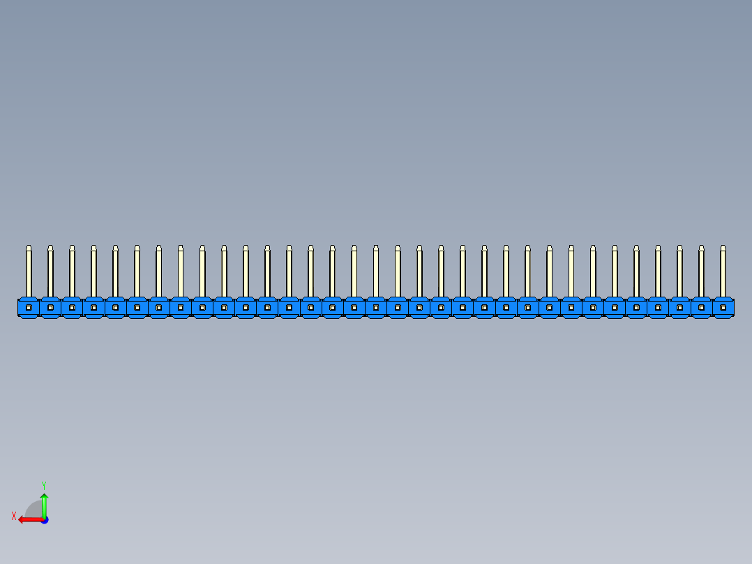 彩色公排针 100mil 2.54mm 系列-DS1022_blue_33p_100mil_TypeU_rev1.0后视图
