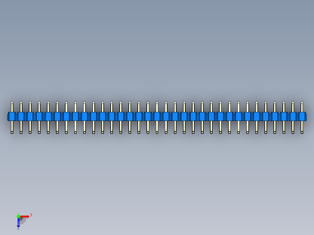 彩色公排针 100mil 2.54mm 系列-DS1022_blue_33p_100mil_TypeU_rev1.0俯视图