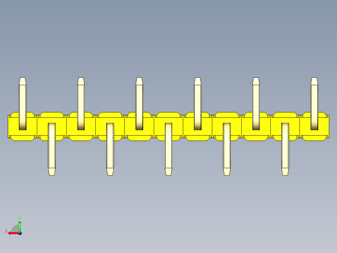 彩色公排针 100mil 2.54mm 系列-DS1022_yellow_11p_100mil_Type_SMT_R1_rev1.0后视图