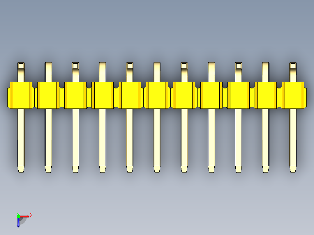 彩色公排针 100mil 2.54mm 系列-DS1022_yellow_11p_100mil_Type_SMT_R1_rev1.0俯视图