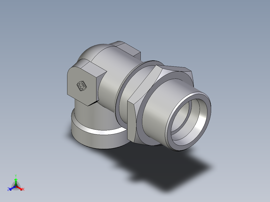 卡套式工业通用硬管接头EO_Bulkhead_elbow_WSV38SOMDCF正等轴测图