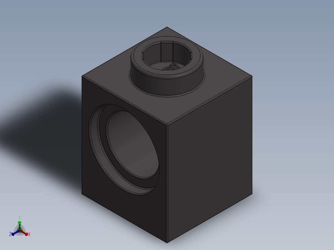 乐高机械组积木（横梁）-4210639 - 6541 Dark StoneTechnic Brick 1 x 1 with Hole正等轴测图