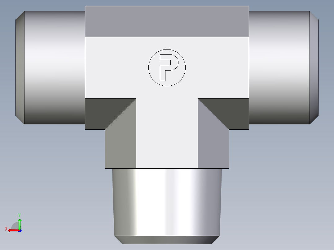 卡套式工业通用硬管接头EO_Male_stud_run_tee_TE12LR71X后视图