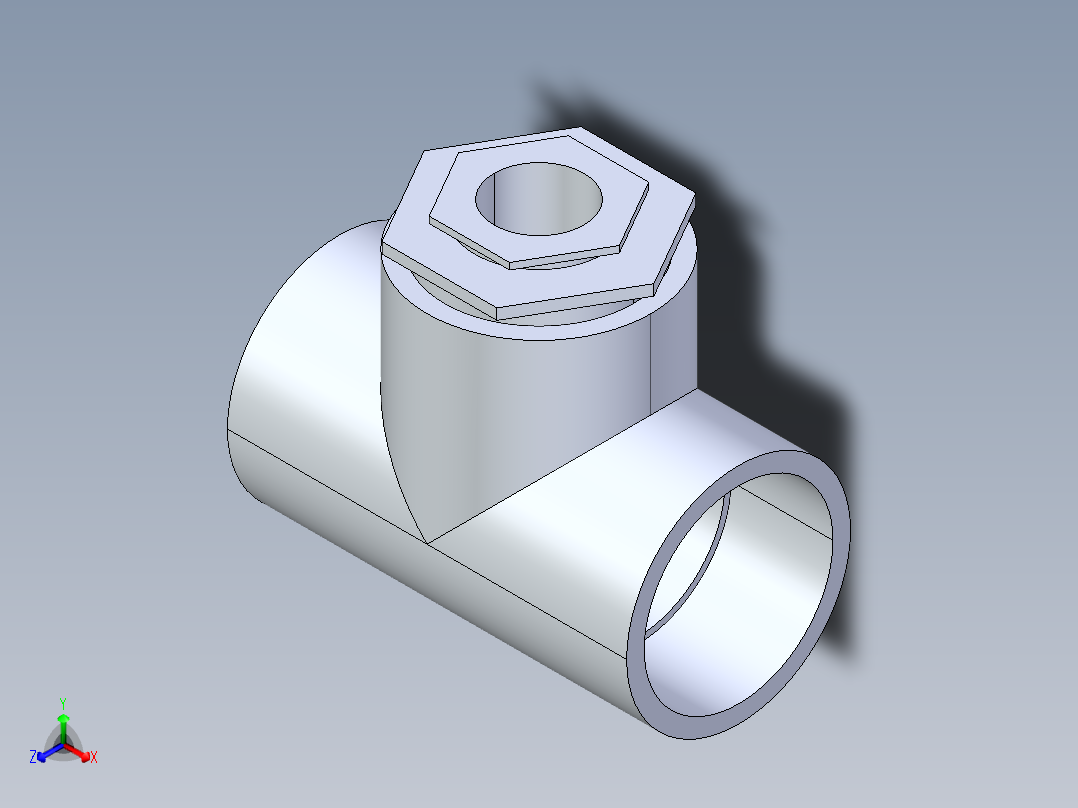船舶管路系统SeaCor_Molded_ReducingTee_SxSxS_37J201336_3in x 1.25in正等轴测图