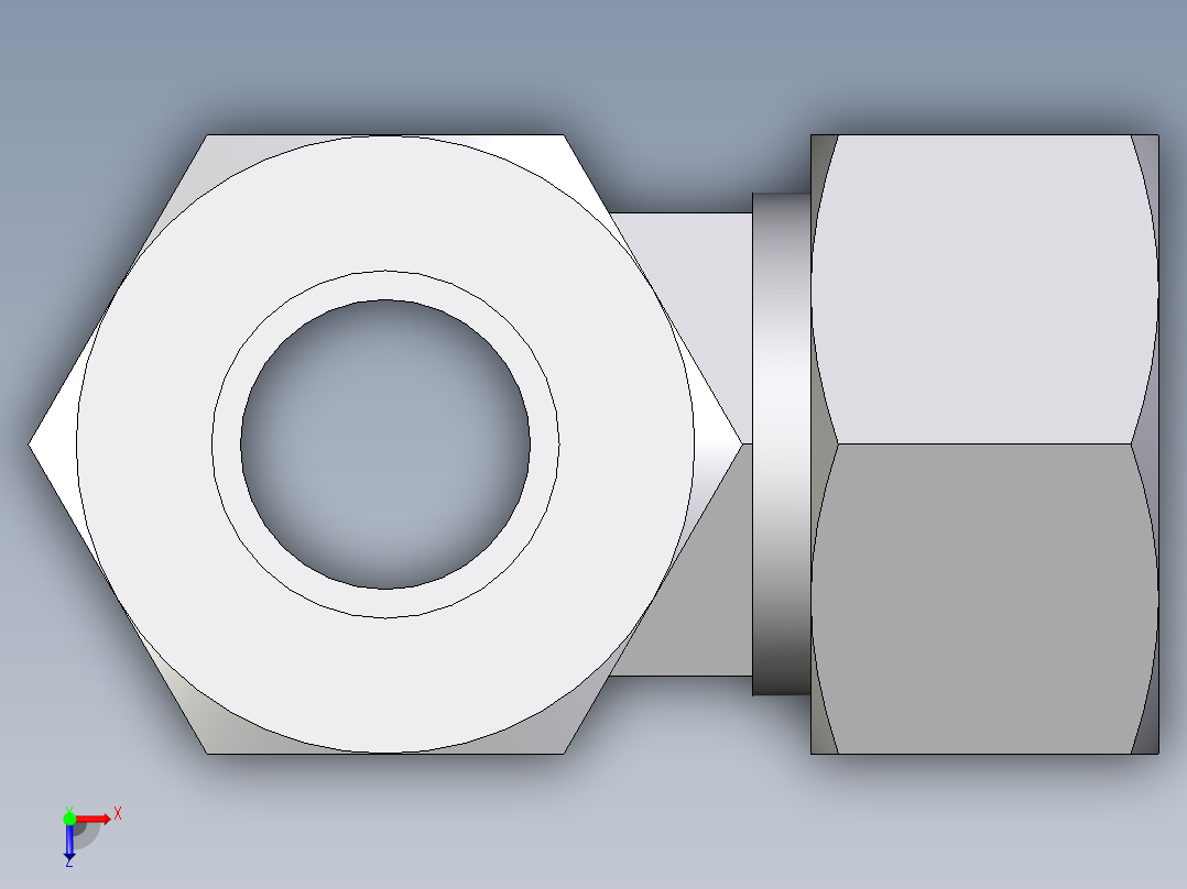 卡套式工业通用硬管接头EO_Swivel_nut_run_tee_EL18ZL71俯视图