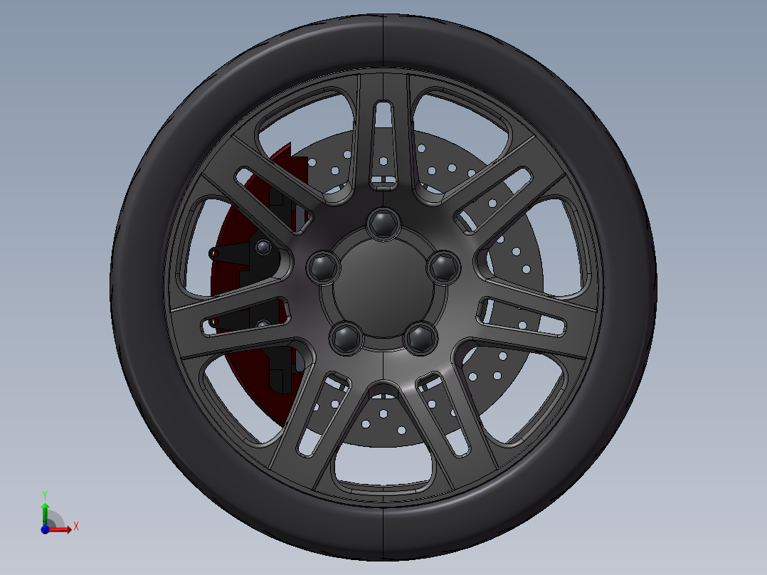 汽车轮胎前视图