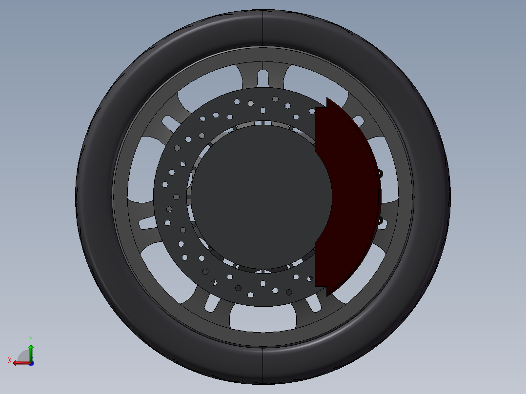 汽车轮胎后视图