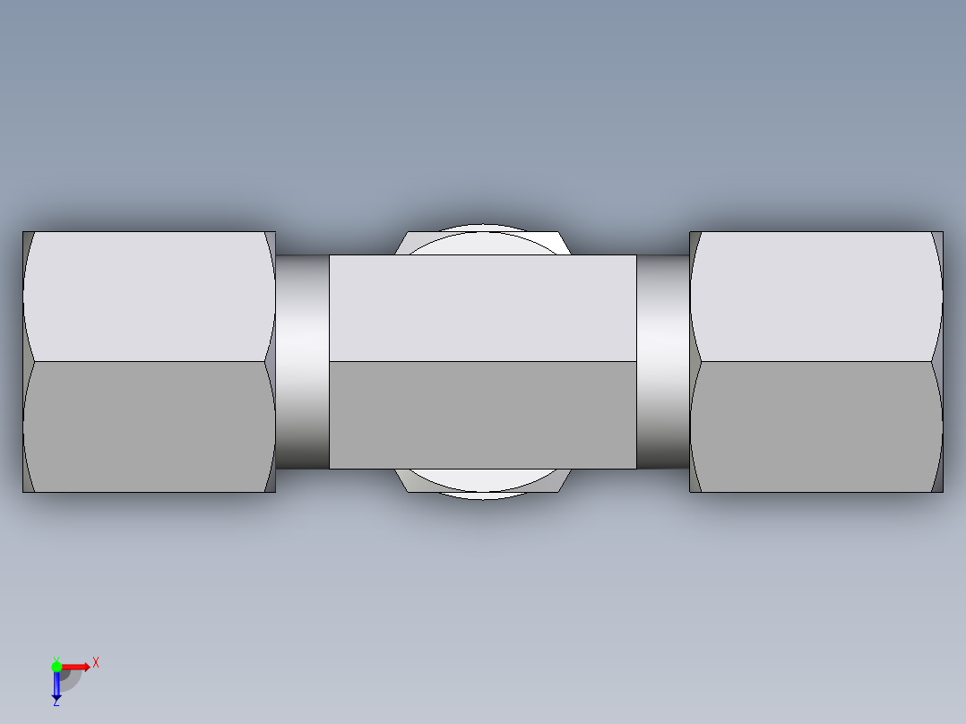 卡套式工业通用硬管接头EO_Adjustable_locknut_branch_tee_TEE06SMORCF俯视图