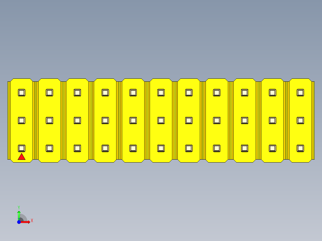 彩色公头100mil（2.54mm）系列-DS1021_yellow_3x11p_100mil_Type19_rev1.0前视图