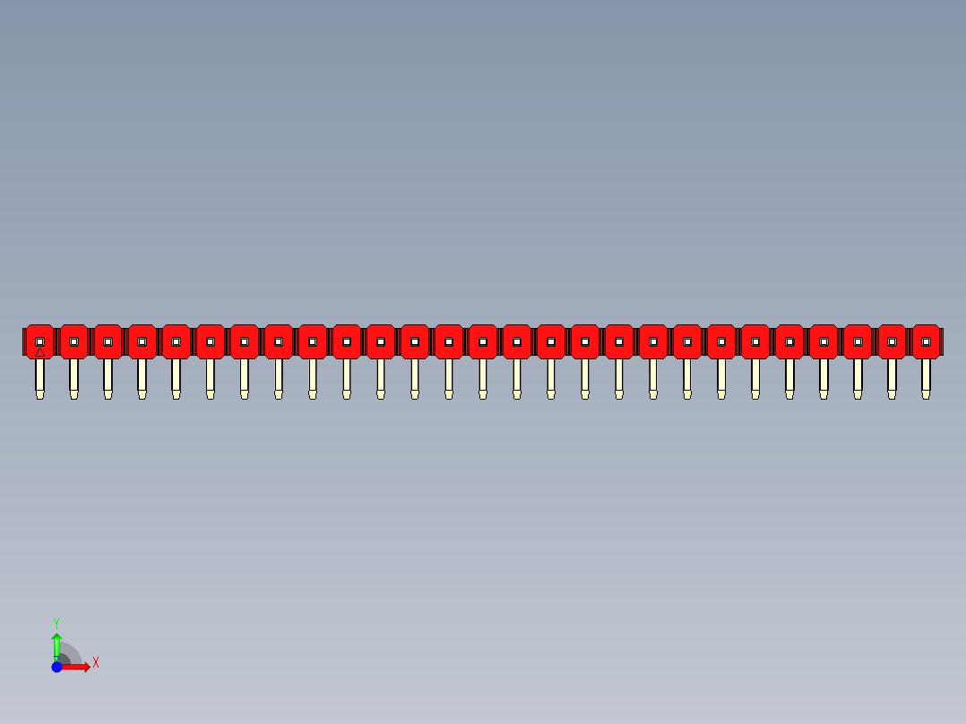 彩色公排针 100mil 2.54mm 系列-DS1022_red_1x27p_100mil_TypeD_rev1.0前视图