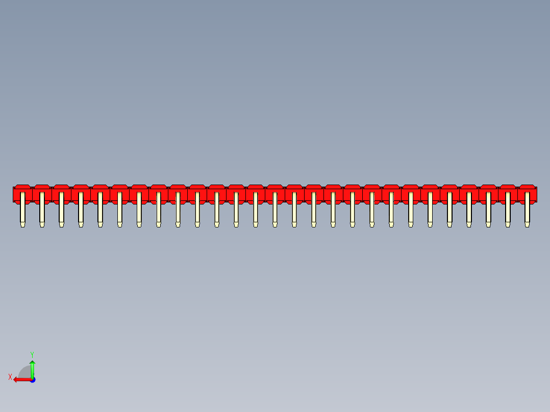 彩色公排针 100mil 2.54mm 系列-DS1022_red_1x27p_100mil_TypeD_rev1.0后视图