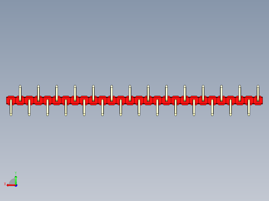彩色公排针 100mil 2.54mm 系列-DS1022_red_28p_100mil_Type_SMT_R1_rev1.0后视图