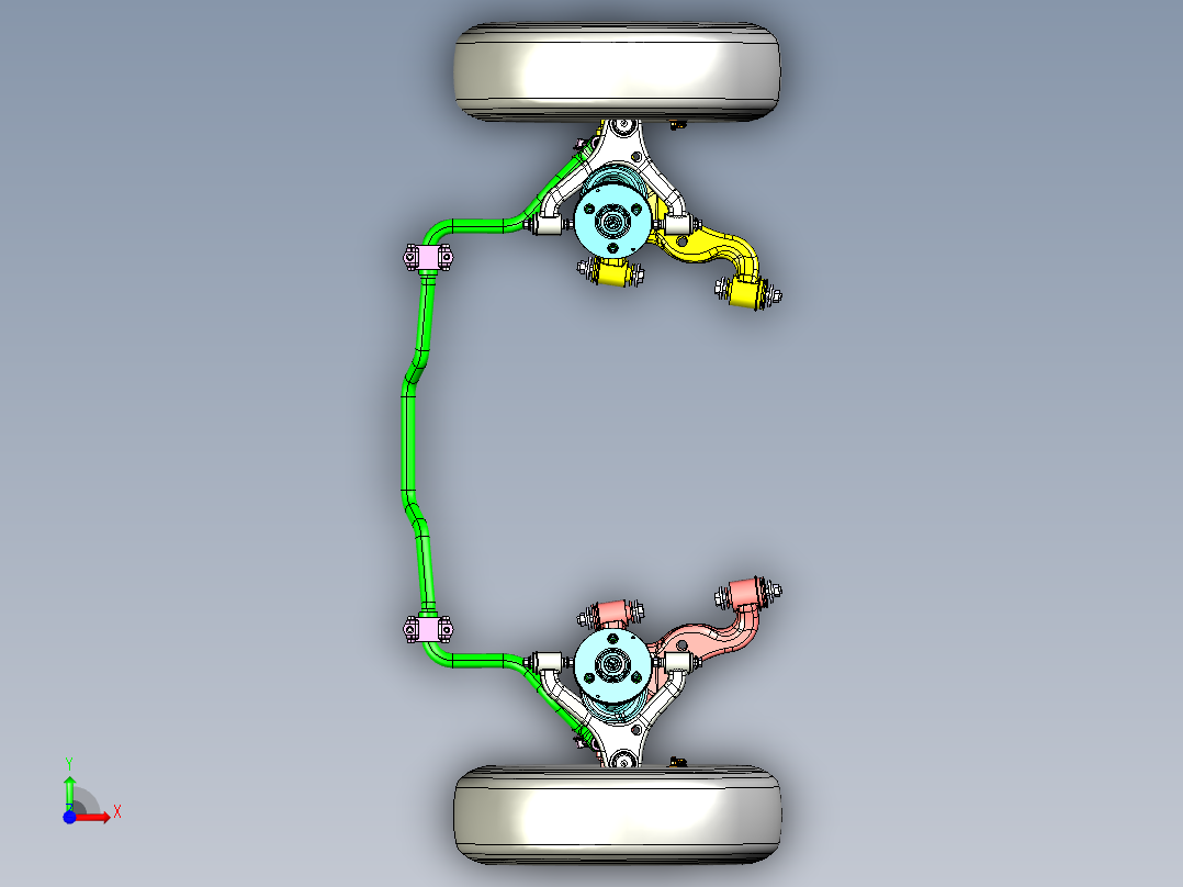 汽车双横臂独立悬架前视图