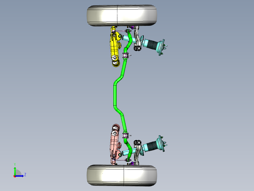 汽车双横臂独立悬架左视图