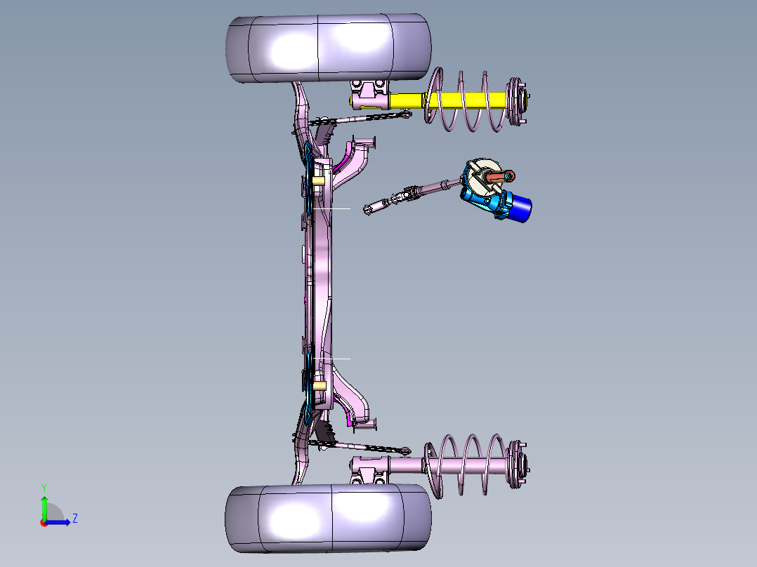 03-轿车前底盘悬挂系统3D图纸 CATIA设计 附STP左视图