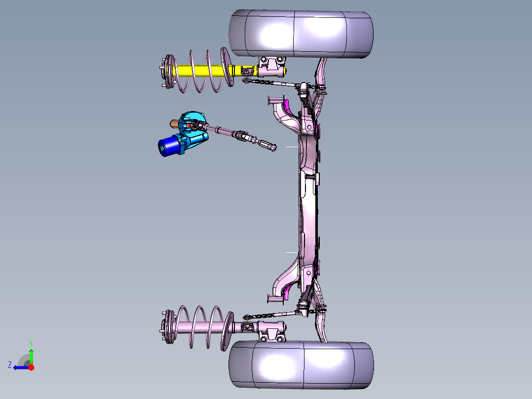 03-轿车前底盘悬挂系统3D图纸 CATIA设计 附STP右视图