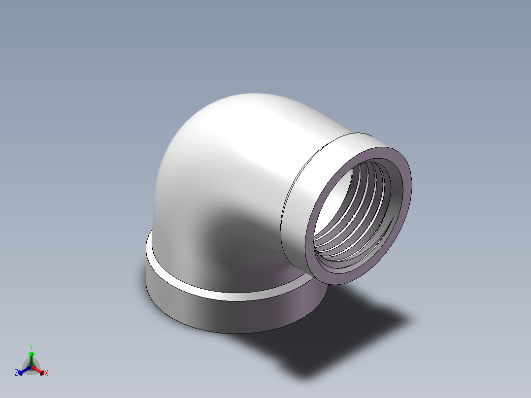 弯头-异径内丝 DN20-DN15正等轴测图