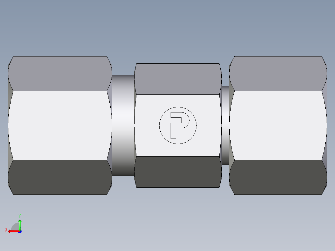 卡套式工业通用硬管接头EO_Distance_piece_adapter_DA08ZSCF后视图