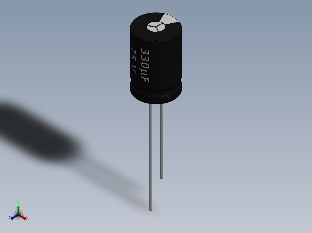 电容器 二极管 电阻器-Capacitor 330uF-25V正等轴测图