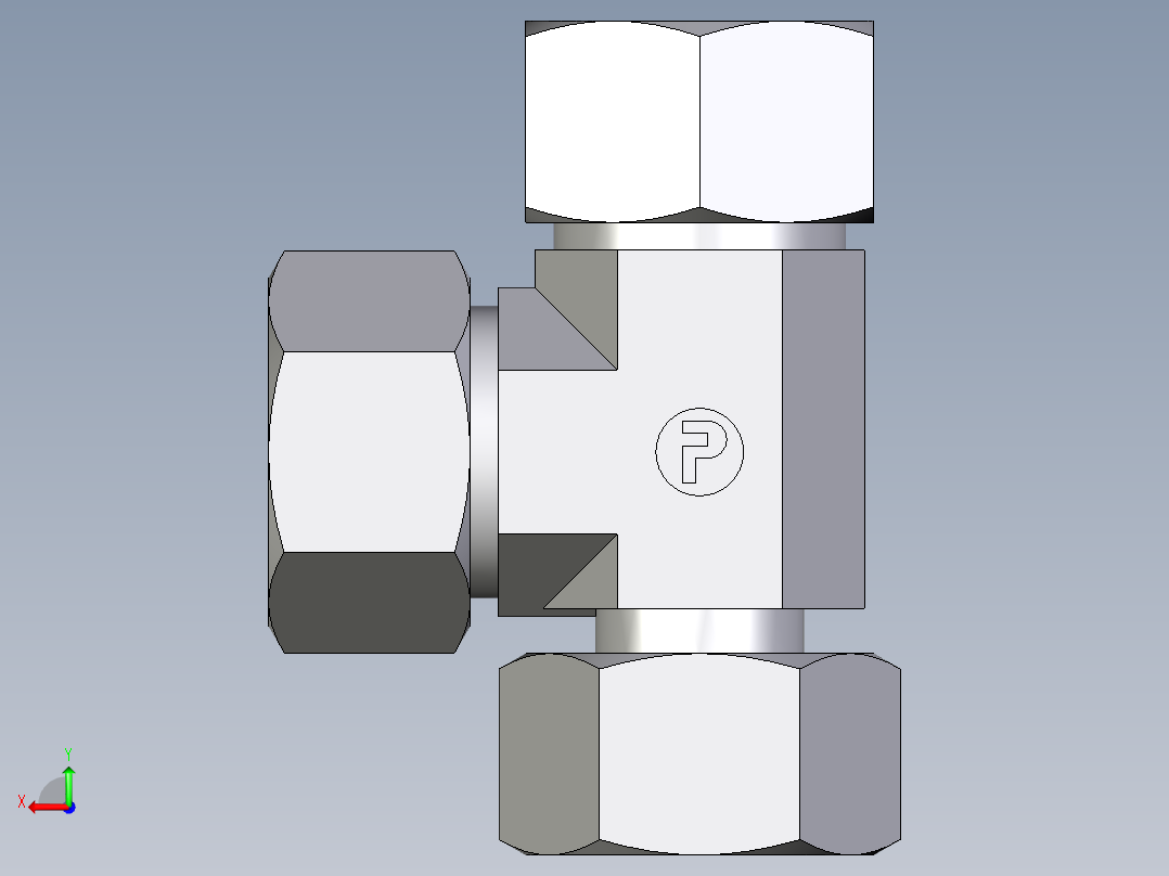 卡套式工业通用硬管接头EO_Standpipe_run_tee_EVL30SCF后视图