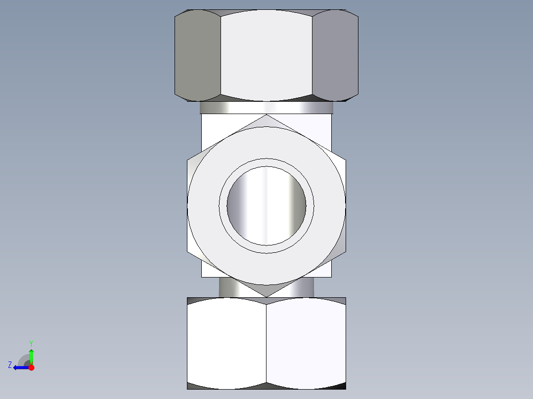卡套式工业通用硬管接头EO_Standpipe_run_tee_EVL30SCF右视图